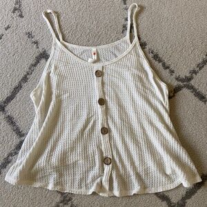 White Tank Top with Buttons- AXIS Apparel